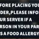 Food Allergy Notice -Before Placing Your Order, Please Infrom Server If A Person Has Food Allergy Sign (Black Background,Aluminum 7X10)