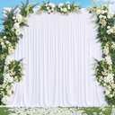 White Backdrop Curtain for Parties Wedding Wrinkle Free White Photo Curtains Backdrop Drapes Fabric Decoration for Baby Shower 5ft x 8ft,2 Panels