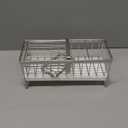 Cisily Silver Sponge Holder for Kitchen Sink, Sink Caddy Organizer with High Brush Holder, Kitchen Countertop Organizers and Storage Essentials, Rustproof 304 Stainless Steel, Soap Dispenser Organize