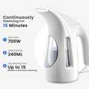 HiLIFE Steamer for Clothes, Portable Handheld Design, 240ml Big Capacity, 700W, Strong Penetrating Steam, Removes Wrinkle, for Home, Office and Travel(ONLY FOR 120V)(White)