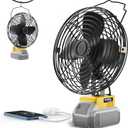 Battery Powered Fan Portable for Dewalt 20v Max Battery, 21W 3000RPM Cordless Jobsite Fan with USB&Type-C Charging Port, Travel, Construction Site, Workshop, 8 inch Enlarged Size, Tool Only
