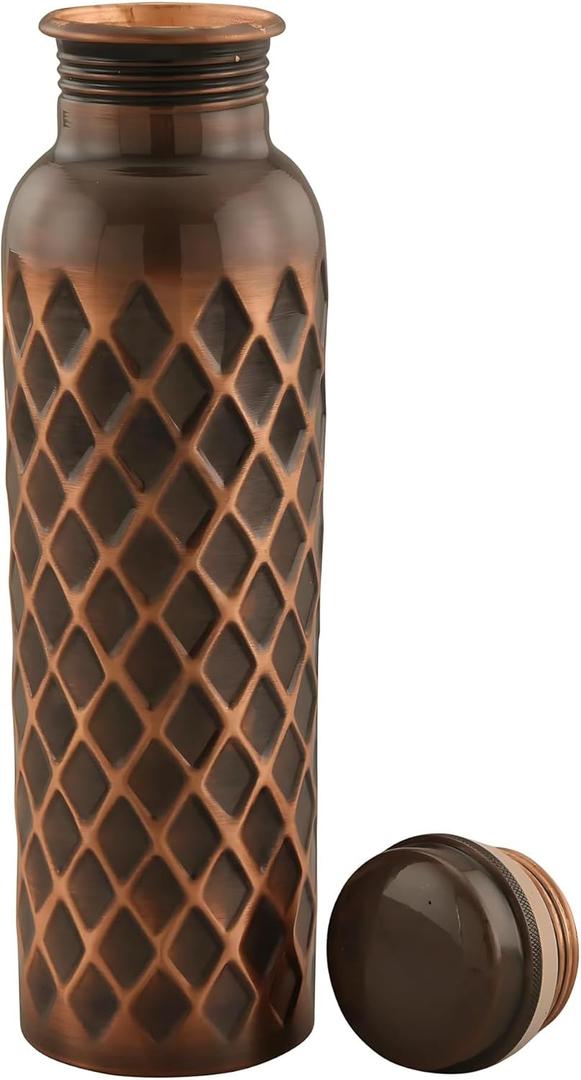 Ayurvedic Pure Copper Water Bottle 34 Oz | Leak Proof | Durable & Rust Proof | Traditional Copper Drinkware | Eco Friendly | Non Toxic And BPA Free