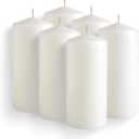Simply Soson 3x6 inch White Pillar Candles - Set of 6 Emergency Tall Candles, Unscented, Cone Tip