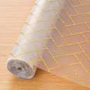 Cooyes Shelf Liner for Kitchen Cabinets  Non-Adhesive Waterproof Drawer Liner  Durable EVA Material Easy-to-Cut Shelf Paper for Refrigerator, Cupboard, Dresser with Modern Pattern (11.8"W x 236"L, Antique Golden)