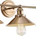 JONATHAN Y JYL7431A August 26.5" 3-Light Metal Shade Farmhouse Sconce Contemporary Transitional 2200K Edison 25W Bulbs Included for Bedroom Living Room Bathroom, Vanity Lighting, Brass Gold