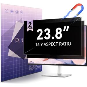 [2-Pack] Magnetic 23.8 Inch Computer Privacy Screen Protector for 16:9 Monitor, Removable 23.8in Private Filter for Anti Glare Block Blue Light, Screen Cover Shield Office Shade for Desktop TV Monitor