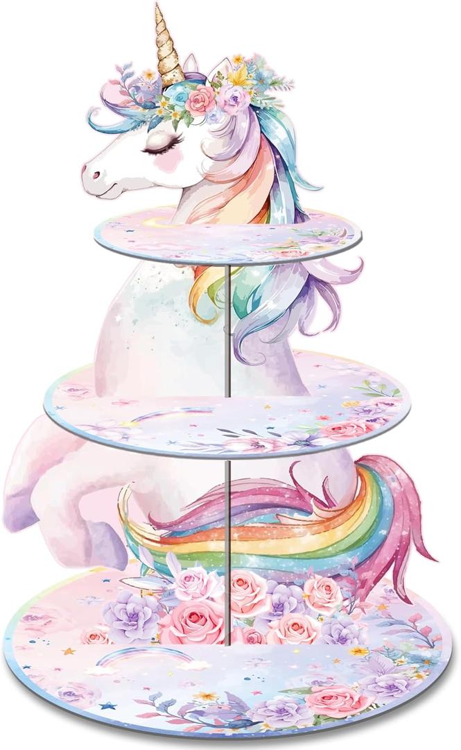 Cupcake Stand, Cardboard Round Serving Tray Stand Dessert Tower Dino Cupcake Holder, Kid Funny Birthday Supplies