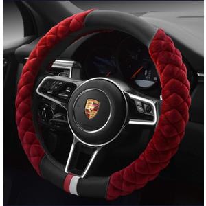 HAOKAY Luxury Fluffy Winter Steering Wheel Cover for Women,Soft Warm Short Plush Steering Wheel Cover Red Fuzzy with Universal 14.5-15 Inch