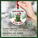 2 x Funny Raccoon Christmas Ornament 2025 - Cute Ceramic Animal Decoration, for Neighbors, Friends & Family who Loves Raccoons - Adorable Trash Panda for Christmas Tree