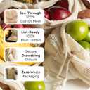 LEAFICO Reusable Produce Bags 100% Cotton Mesh & Solid Hybrid (Mixed Sizes 8 Pcs S/M/L/XL) Multi-Use Grocery & Storage Bags for Fruit, Vegetables, Toys, Clothes, Travel Washable, Zero Waste