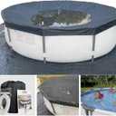 16 Ft Pool Cover, with Automatic Drain Round Pool Cover, One-Piece Quick Installation and Removal Above Ground Pool Cover, Preventing Waterlogging, UV Protected Solar Swimming Pool Cover (16Ft, Black)