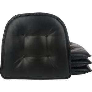 Klear Vu Omega Non-Slip Chair Cushions, Assembled in USA, U-Shaped Skid-Proof Seat Pads for Dining, Kitchen, Office, 15"x16", 4 Pack, Leather Black