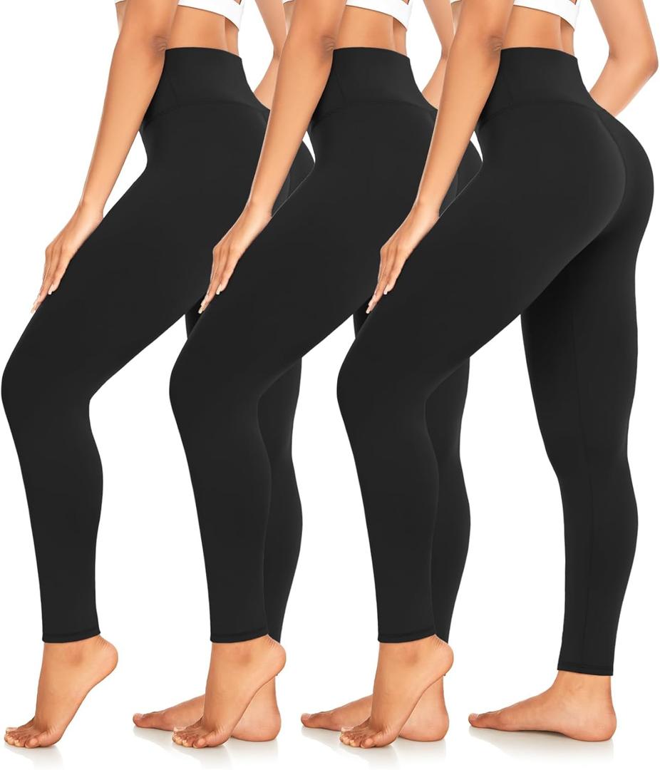 3 Pack High Waisted Leggings for Women No See-Through Soft Athletic Tummy Control Pants for Running Yoga Workout (Small-Medium)