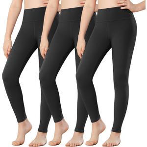 Stelle Girls Leggings with Hidden Pocket for Kids Dance Yoga Athletic Pants (Black, S)