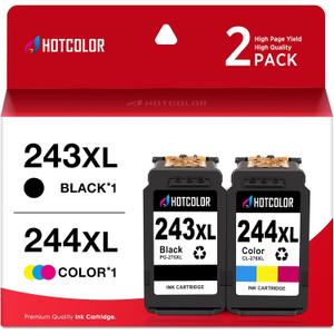 PG-243 CL-244 Replacement for Canon Ink cartridges 243 and 244 for Canon 243 Black Ink for Canon mg2522 Ink cartridges PIXMA TS3120 TS3122 MX492 MG2525 TR4520(1Black/1Tri-Color, 2PK)