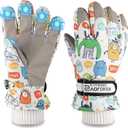 Kids Ski Snow Gloves Waterproof Winter Cold Weather Windproof Warm Snowboard Sport Mittens for Boys Girls (L(9-11T), Little monster)