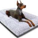 POCBLUE Deluxe Washable Dog Bed for Large Dogs Dog Crate Mat 35 Inch Comfy Fluffy Kennel Pad Anti-Slip for Dogs Up to 60 lbs, 35" x 23", Grey