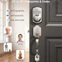 Veise Fingerprint Door Lock Set, Keyless Entry Door Lock, Front Handle Set, Electronic Keypad Deadbolt with Lever Handle, 2 Keys, Auto-Locking, One-time Codes, Easy to Install, Satin Nickel