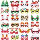 Thuodo 24Pcs Christmas Glasses Glitter Party Decorations Eyeglasses Frames, Costume Eyeglasses for Christmas Parties Holiday Favors Photo Booth Novelty Glasses Cosplay (One Size Fits All)