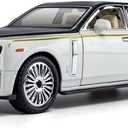 Alloy 1:24 Toy car Model, All Doors openable, with Lights and Music, Ideal as a for Children and Teenagers, and a Collectible Model for car Enthusiasts. (White-Black)