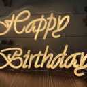 Happy Birthday Neon Sign - 16.5x10inch Custom Neon Sign for Wall Decor, Happy Birthday Light Up Sign Backdrop with Dimmable Switch for Bar Backyard Garden Party Best Kids Gift (Warm White)