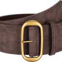 SUOSDEY Women Wide Waist Belt for Dresses Suede Chunky Belt with Gold Buckle Fashion Thick Waist Belt for Women Dresses (Size: Fit Waist Szie 26''-33'', Brown)