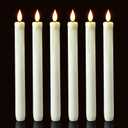 Homemory 6 Pack Flameless Taper Candles, No Remote, Realistic Flickering Battery Operated Candlesticks, White LED Plastic Candle Safe for Weddings, Table Decor, Christmas, and Halloween