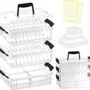 Bead Organizer Box 58 Pcs, 3-Tier Stackable Storage Box, and 3 Different Container Sizes Small Plastic Containers with Lids, Portability, Clear Organizers for Jewelry DIY Craft Storage
