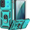 for Moto G 5G 2024 Case,with HD Screen Protector,[Slide Camera Cover],Military Grade Rugged Drop Protective Case with Magnetic Shockproof Kickstand for Moto G 5G 2024 (Mint)