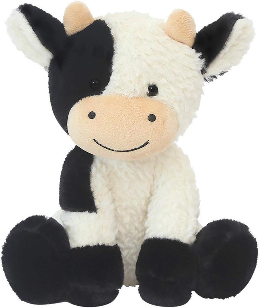 CHELEI2019 9" Cow Stuffed Animals Soft Cuddly Cow Plush Stuffed Animal Toy for Kids (White)