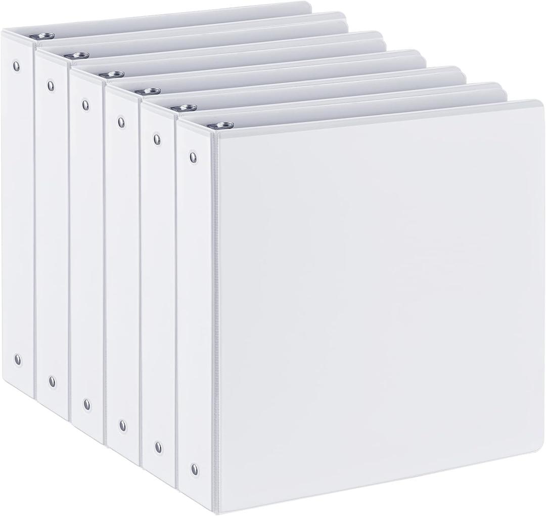 SUIN 1.5-Inch 3-Ring Binders with 2 Interior Pockets, Premium Clear View Presentation Binder Holds 325 Sheets Letter Size, Office School Home,6 Pack (White)