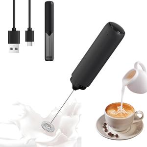Rechargeable Milk Frother Wand for Coffee, Handheld Electric Foam Maker Detachable Stainless Steel Whisk Drink Mixer Foamer for Lattes, Cappuccino, Egg, No Stand