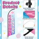 Remagr 11 ft Cotton Candy Feather Flag Swooper Flag Business Cotton Candy Signs Feather Flag Windless Banner Business Advertising Flag with Stainless Flagpole for Store Outdoor Carnivals