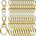 LEOBRO 60 PCS Swivel Snap Hooks and Key Rings, Keychain Clips and Key Chain Rings, Lobster Claw Clasps for Key Chains, Jewelry, Crafts, Gold