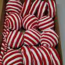 Yerliker 24 Pcs Candy Cane Christmas Tree Decorations, Fluff Christmas Ornaments Peppermint Lollipop Balls Curly Picks for Home Wreath Table Vase Mantel Decor(Red, White,Large)