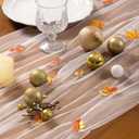 Socomi 3pcs Falll Thanksgiving Table Runner Maple Leaf Tulle Gauze Cheesecloth Embroidery Sheer Table Runners for Wedding Party Baby Shower Birthday Holiday Picnic Home Decor (10ft x 3pcs)