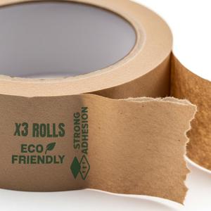 3 Rolls 2 Inch 58 Yards Each (174 ft) Brown Kraft Paper Packing Tape, Heavy Duty, Writable & Hand-Tearable, Eco-Friendly, Great for Moving Boxes, Masking, Sealing & Frame Painting