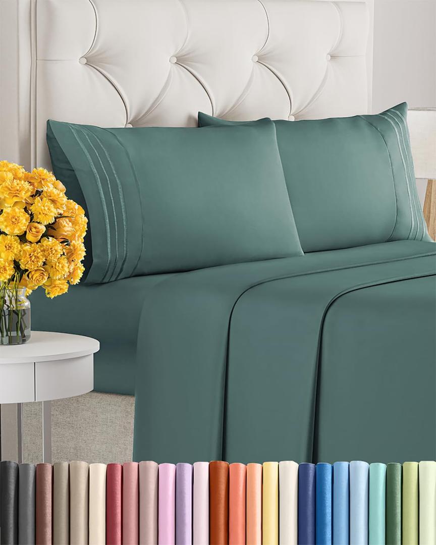 King Size 4 Piece Sheet Set - Ultra Soft & Cooling Bed Sheets - Fits 8 Inch to 16 inch Mattress - Wrinkle Free & Fade Resistant with Deep Pockets - Breathable, Comfy Hotel Luxury Bedding - Dusty Teal