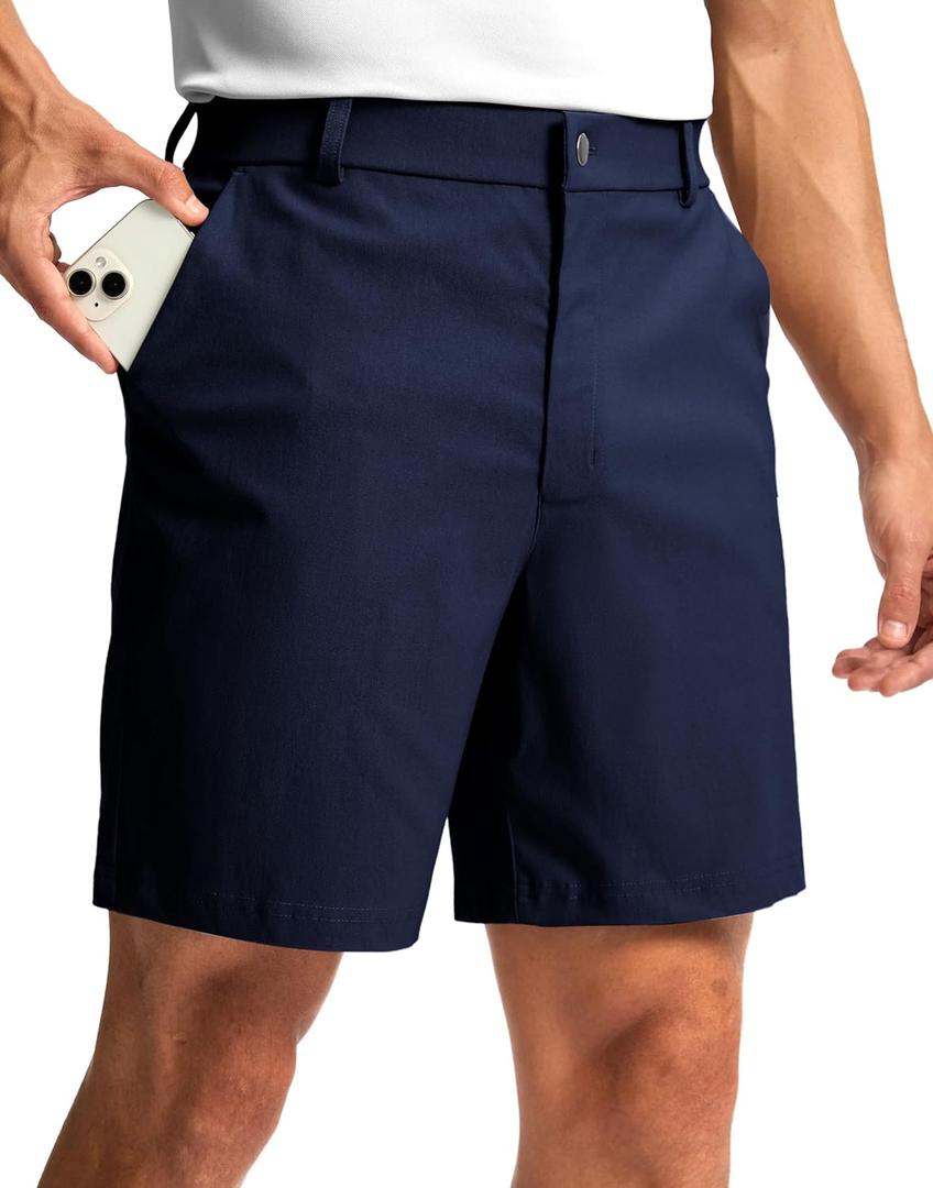 G Gradual Men's Golf Dress Shorts 7"/ 9" Stretch Casual Work Flat Front Shorts for Men with 3 Pockets Quick Dry(Navy,L7 W34)