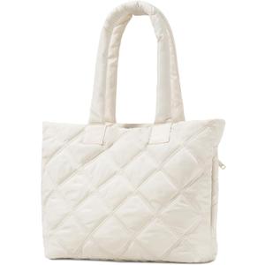 soewten Puffer Tote Bag for Women, Quilted Bag with Zipper, Small Tote HandBags for Work, Travel