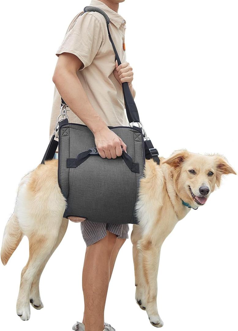 COODEO Dog Carry Sling, Emergency Backpack Pet Legs Support & Rehabilitation Dog Lift Harness for Nail Trimming, Dog Carrier for Senior Dogs Joint Injuries, Arthritis, Up and Down Stairs (XL, Black)