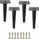 Blacke Metal Furniture Legs Heavy Duty Straight Furniture Feet DIY Modern Replacement Legs for Cabinet Sofa Couch Chair-Set of 4 (Blacke, 8")