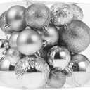 Christmas Ornaments for Xmas Trees,Silver Shatterproof Christmas Ball Ornaments (32 Pcs)