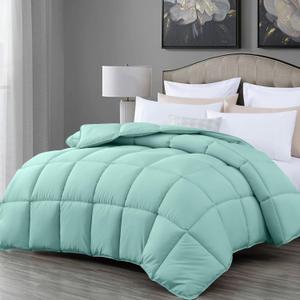 Chezmoi Collection All Season Oversized King Size Down Alternative Comforter - Plush Microfiber Fill - Box Stitch Quilted - Duvet Insert with Corner Tabs (Oversized King, Aqua)