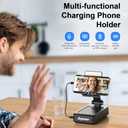 Gifts for Men Women, Phone Stand with Bluetooth Speaker and Charging Function 360 Rotable Angle Adjustable Cell Phone Holder with HD Stereo Sound Fits All Phones,Tablet (Black)