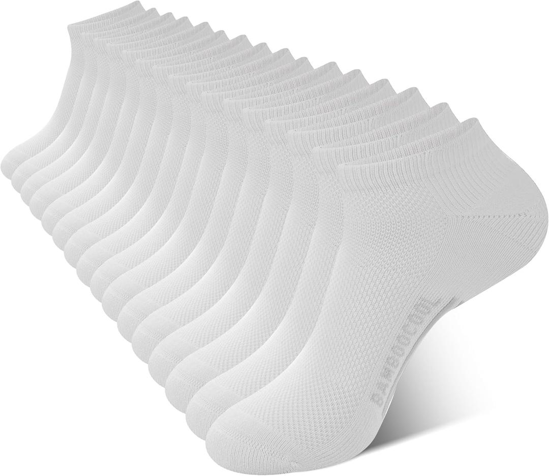 BAMBOO COOL Men's Athletic Ankle Socks Cushioned Moisture Wicking, Low Cut Running Mesh Socks Arch Support, 8 Pack (X-Large)