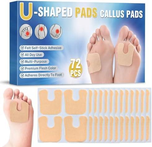 72 Pcs U-Shaped Callus Pads for Feet, Callus Cushions for Bottom of Foot, Self Adhesive Felt Foot Metatarsal Corn Pads for Relieve Heel and Forefoot Pressure, Foot Pain Relief for Men and Women 72 Pcs U-Shaped Callus Pads for Feet, Callus Cushions for Bottom of Foot, Self Adhesive Felt Foot Metatarsal Corn Pads for Relieve Heel and Forefoot Pressure, Foot Pain Relief for Men and Women