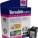 VersaInk-Nano HP 67 MS MICR Black Ink Cartridge for Check Printing & VersaInk-Nano 67 CS Tri-Color Ink Cartridge Pack, Cyan