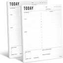 Daily Planner Notepad 2pk, 50 Sheets Tear Off, 8.5" x 11" To Do List Notebook with Hourly Schedule Task Planner