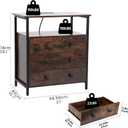 Edbuosy 3 Wooden Drawers Night Stand, 27 Inch Wide Nightstand with Charging Station and Adjustable Drawers, Small Dresser for Closet, Bedside Table for Living Room/Bedroom/Office, Retro Brown.